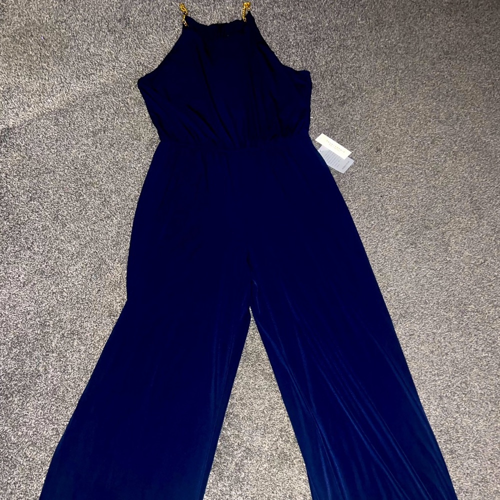 TASH + SOPHIE Navy Blue || Halter Chain Accent Jumper size large
